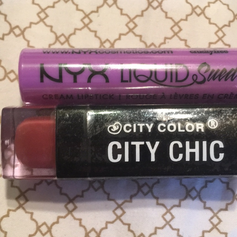 NYX liquid suede lipstick and City Chic lipstick